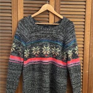 American Eagle Outfitters Black Multicolor Knit Sweater